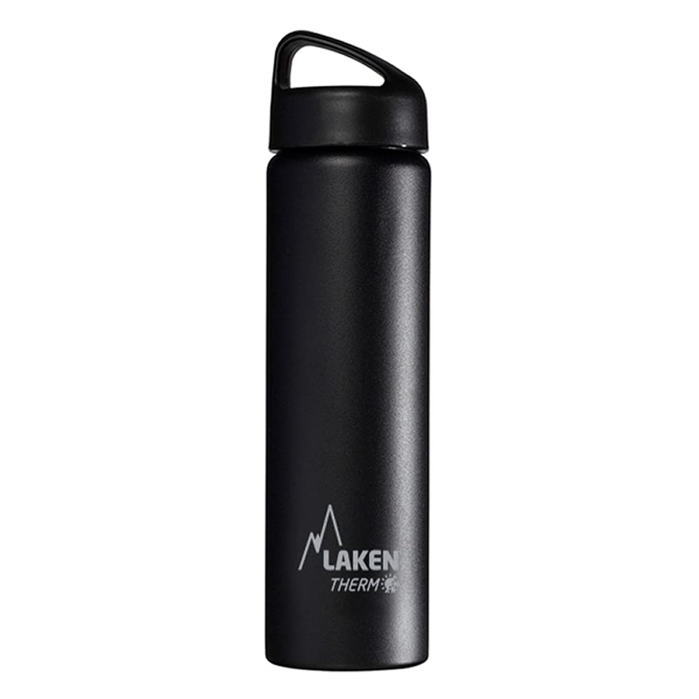 Laken Thermo Classic Vacuum Insulated Stainless Steel Water Bottle Wide Mouth - 750ml, Black