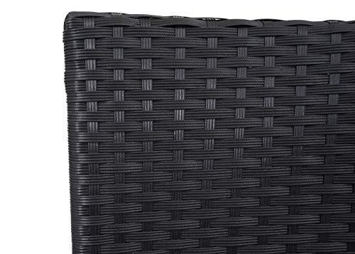 Mendler Poly-Rattan Sitzbank mit Tisch HWC-E24, Gartenbank Sitzgruppe Gartensofa, 132cm - schwarz, Kissen Creme – Bild 6