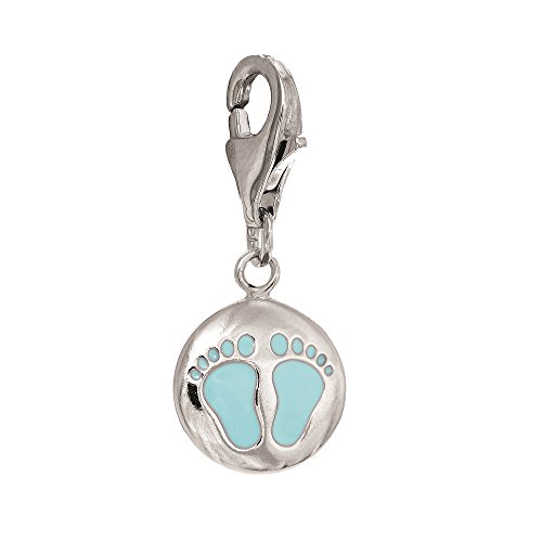 Sterling Silver Blue Baby Foot Print Boys Clip On Charm Jewelry Store