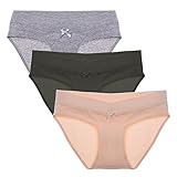 Intimate Portal Women Stay-Fit Under the Bump Maternity Panties 3-Pk Black Gray Beige L