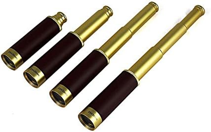 XMK Waterproof Monocular Telescope 25x30 Mini Zoomable Vintage Pirate Adjustable Telescopic Monocular Optics Telescope Aluminum Alloy Copper for Navigation Sailing Voyage View Watching