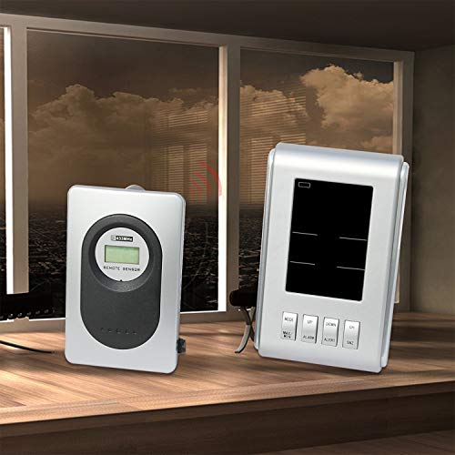 JIMEI Color Weather Station Forecaster with Temperature Humidity Alarm Clock LCD Color Display H103G