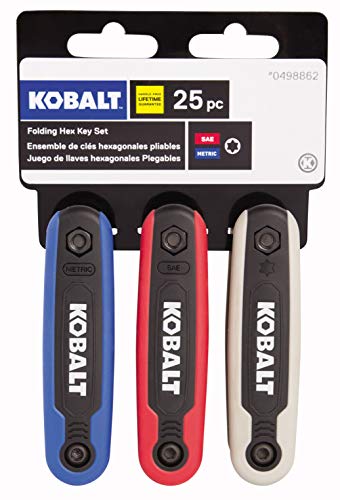 Kobalt 498862 25-Key Folding Hex Key Set, Inch/Metric/Torx 3-Pack