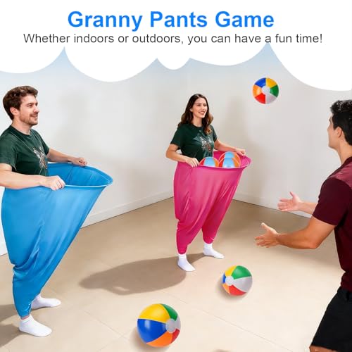 17 PCS Granny Pants Yard Game Easter Games Set, 2 Oversized Granny Pants Outdoor Games 10 Balls, 2 Air Pumps, Outdoor Tossing Games for Adults Teens Party Backyard Lawn Family Reunion Gathering