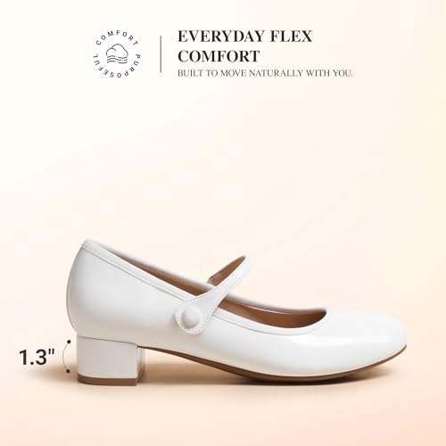 DREAM PAIRS Women's Comfortable Dress Shoes Thick Low Heels Mary Jane Slip on Round Toe Casual Cute Work Shoes
