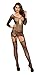Dreamgirl Women’s Fishnet Long Sleeve Garter Dress with Attached Garters and Thigh High Stockings
