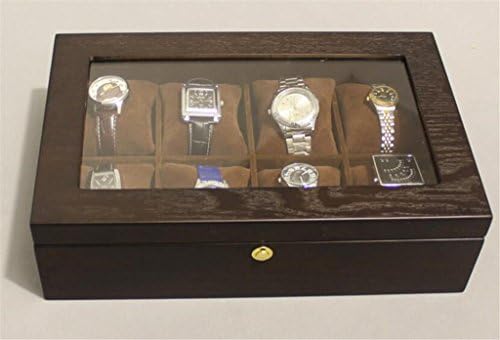WEIQI BOX Solid wood Watch Box/8-loaded wood glass with buckle, small pillow, home decoration, multi-function storage box, 2.2KG, grass green