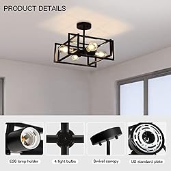 Minyuco Black Ceiling Light Fixtures - 4-Light