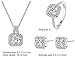 925 Silver Necklace Pendant Halo Cushion Cut Ring Size 8 Bridal Engagement Jewelry Set For Women Gift