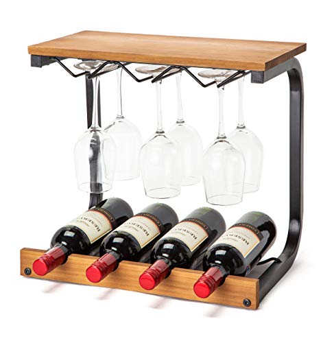 image for Soduku Wine Rack Wall Mounted Handmade Metal & Wood Wine Countertop Ra