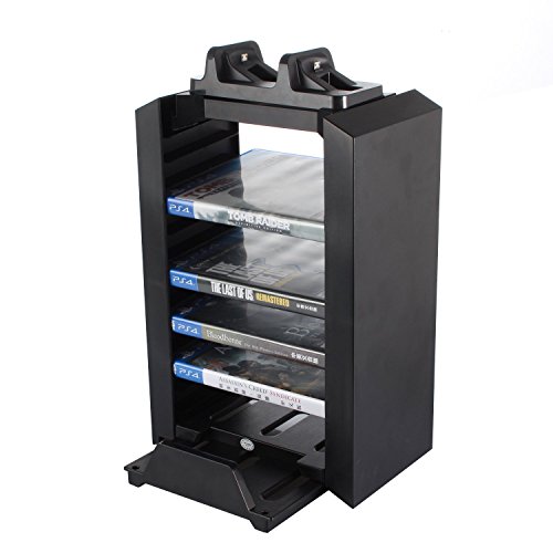 MiBoo PS4 storage Tower Playstation 4 Console Vertical Stand, DualShock Controller Charging