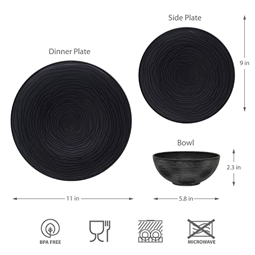 BZYOO BPAFree Dishwasher Safe Plastic Melamine Dinnerware Plate & Bowl