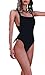 Lukitty Women's Sexy One Piece High Cut Backless Bikinis Bathing Suits Swimsuits Black M