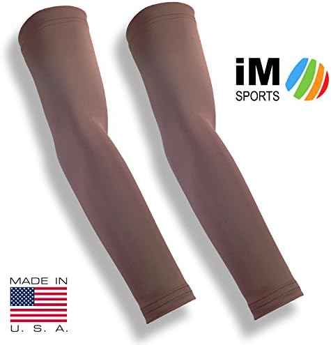 iM Sports LONG DRIVER Golf Sun Sleeves + Blocks 98% UV + Compression + Made in USA - Brown - X-Small / Small - Pair