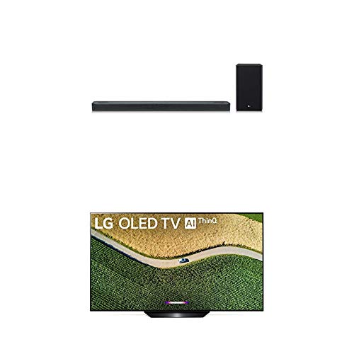 LG OLED55B9PUA B9 Series 55″ 4K Ultra HD Smart OLED TV with LG SL8YG 3.1.2 Channel High Res Audio Sound Bar w/Meridian Technology, Dolby Atmos