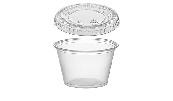 125 unidades) 4-Ounce parte de plástico tazas con tapas, pequeño ...