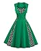 KILLREAL Women's Rockabilly A-Line Polka Dot Print Cocktail Vintage 50s Style Party Dress Green Medium