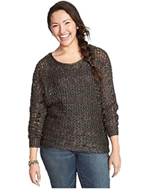 Jessica Simpson Womens Plus Size Long Sleeve Scoop Neck Sweater 3X Jet Black