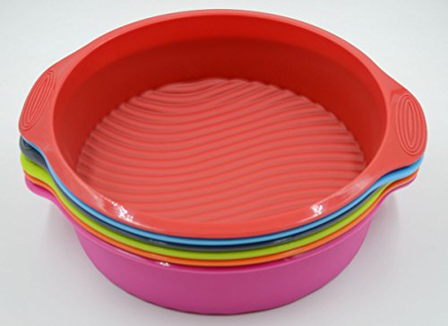 ULee 9.6 Inch Silicone Round Cake Pan, Non-Stick & BPA Free Cake Mold, Red - Thumbnail 3