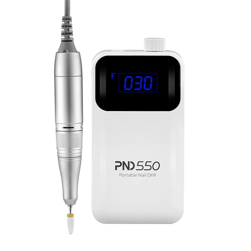 Global Fashion Cordless Rechargeable Electric Nail Drill | Portable Nail Drill with 30000 RPM Motor for Acrylic, Gel, and Polygel Nails | PND550