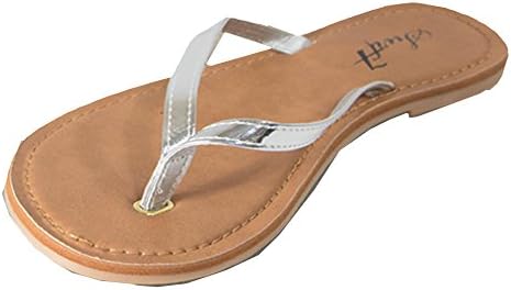Surf 7 Women's Classic Flip Flop Sandal (8 B(M) US, Silver)
