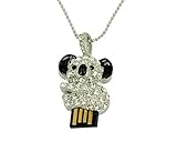 8GB Crystal Koala Bear USB Flash Drive with necklace(Silver)