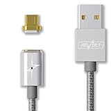 Magnetic Charging Cable 2.0 [5th Generation] 2.4A / 4FT/ iOS + Android (Type-C Compatible but Not Included) / 3 in 1 Charger For iPhone, iPad, Galaxy, LG, etc. [Silver (Micro USB only)] -1 PACK
