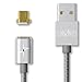Magnetic Charging Cable 2.0 [5th Generation] 2.4A / 4FT/ iOS + Android (Type-C Compatible but Not Included) / 3 in 1 Charger For iPhone, iPad, Galaxy, LG, etc. [SILVER (Micro USB only)] -1 PACK