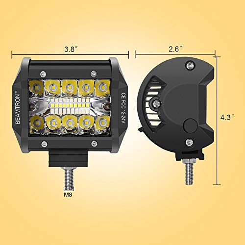 BEAMTRON Led Light Bar 4 Inch 120W 12,000Lm Led Light Pods Waterproof