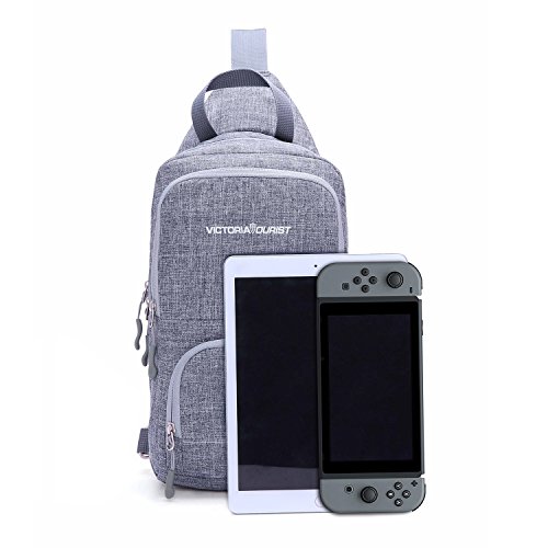 Victoriatourist WANDF Switch Travel Bag, for Nintendo Switch Console, Dock, Joy-Con Grip & Switch Accessories, Protective Storage Sling Backpack Shoulder Bag for Nintendo Switch and iPad (Gray-2) - Thumbnail 2