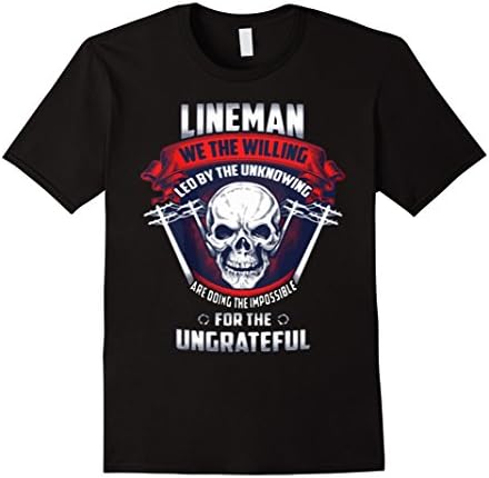 Men's Lineman We The Willing Led By The Unknowing Airborne T-Shirt Large Black