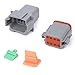 MUYI 5 Kit 8 Pin Way DT Series Connector Gray Receptacle IP67 Waterproof Heavy Duty 14-18 AWG 13 Amps Continuous DT04-8P DT06-8S w/Wedge Lock W8P W8S (5 Kits, 8 Pin)