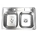 CozyBlock 33 x 22 x 9 Inch 50/50 Top-mount/Drop-in Stainless Steel Double Bowl Kitchen Sink with Strainer - 18 Gauge Stainless Steel-3 Faucet Hole