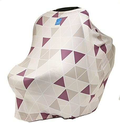 Org Store Premium Stretchy Carseat Canopy, Nursing Cover &amp; Shopping Cart Cover | Perfect for Breastfeeding Moms (Pink Triangles)
