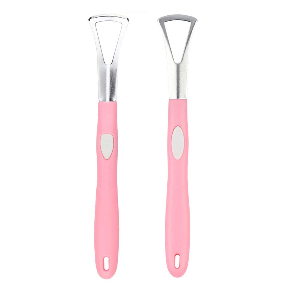 Pevor Stainless Steel Tongue Scraper Cleaner Breath Fresher for Oral Care (Pink)
