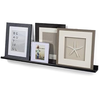 Wallniture Boston Contemporary Floating Wall Shelf Ledge for Picture Frames Book Display Black 46 Inch