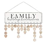 ElekFX Xmas Gifts Family Birthday Reminder Calendar Hanging Board/Important Dates Tracker Home Decorative Plaque Wall Hanging Handmade Birthday Calendar (Family White)