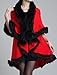 Helan Women's Faux Fox Fur Double Layers Shawl Cloak Cape Coat