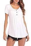 Fantastic Zone Womens Tops and Blouses Short Sleeve Tunics Plus Size Summer Shirts White XXL