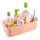 mDesign Baby Nursery Tote Caddy, for Wipes, Binkies, Medicine, Lotion - Medium, Coral