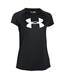 Under Armour Girls' Big Logo T-Shirt, Black/White, Youth Large