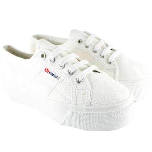 Superga Womens 2790 Canvas Chunky Sole Plimsoll Trainers - White - 5.5