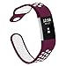 Hanlesi Band for Fitbit Charge 2, Soft Silicone Adjustable Fashion Sport Strap for Fitbit Charge2 Replacement Fitness Accessory Wristband with Hole Fuchsia - White