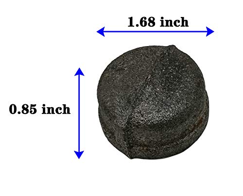 Black Malleable Iron Cast Pipe Fitting Cap, 10 Pack Black Pipe Caps for Steampunk Vintage Shelf Bracket DIY Plumbing Pipe Decor Furniture (1 Inch)