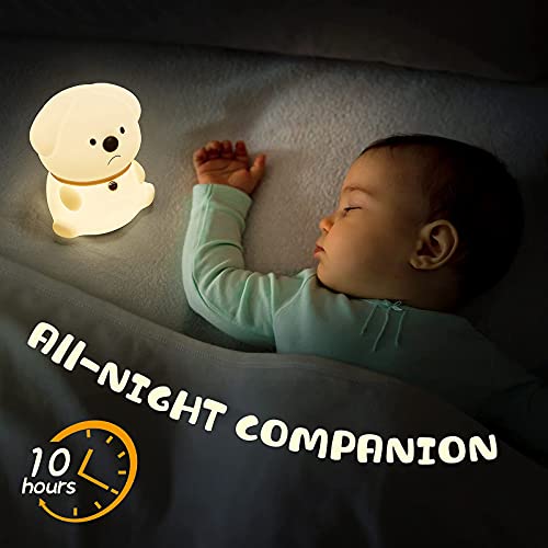 Cute Night Lights for Kids Room, Silicone Animal Lamp for Toddler Girls Boys Bedroom, Portable Touch Night Light, Christmas Gifts for Toddler, Baby Puppy Led Light with Rechargeable Color Changing
