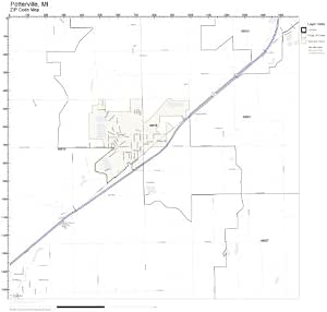 Amazon.com: ZIP Code Wall Map of Potterville, MI ZIP Code Map Laminated
