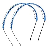 Women Headdressing Blue Black Metal Teeth Hair Hoop Decor 2 Pcs