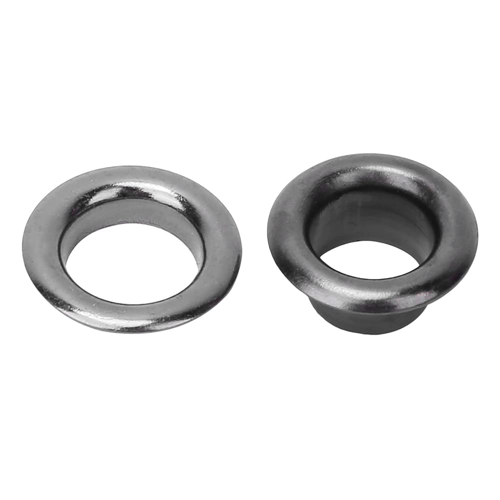 Grommet, Double Sided Eyelet Rivet Tool Brass Rings Reinforcing Canvases Canopies for Bag Belt Shoe 0.2In 100PCS (Silver Black)