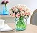 Meiliy 24 Heads Silk Artificial Rose Flower Champagne Pink Fake Roses Bouquets Table Centerpieces for Home Hotel Office Wedding Party Garden Craft Art Decor (Vase not Included)