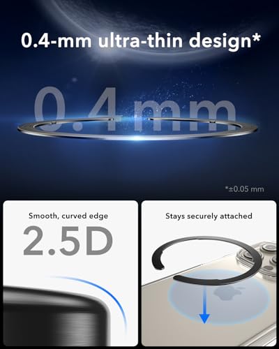 ESR for MagSafe Sticker, MagSafe Ring Magnet, 2 Pack Magnetic Metal Ring for Phone case,Universal Magnetic Wireless Charger Conversion Kit for iPhone 16/16e/15/14/13/12, Galaxy S24/S23, Black & Silver